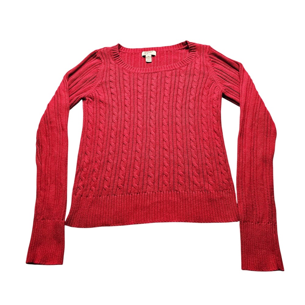 Arizona Jean Co Sweater Womens XL Red Long Sleeve Cable Knit Ribbed Pullover